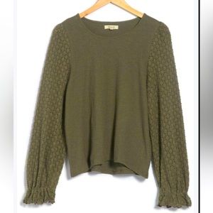 Madewell Texture & Thread Eyelet Mix Ruffle-Sleeve Top